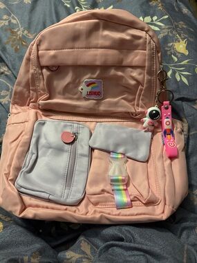 Pink Kids Backpack with Pastel Accent Pockets
